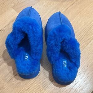UGG Vibrant Blue Fuzzy Slippers